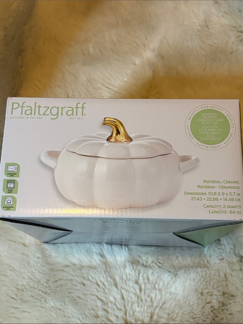 pfaltzgraff white pumpkin casserole dish